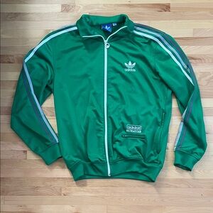 Adidas Ultrastar Green Track Jacket with White Stripes Size Medium